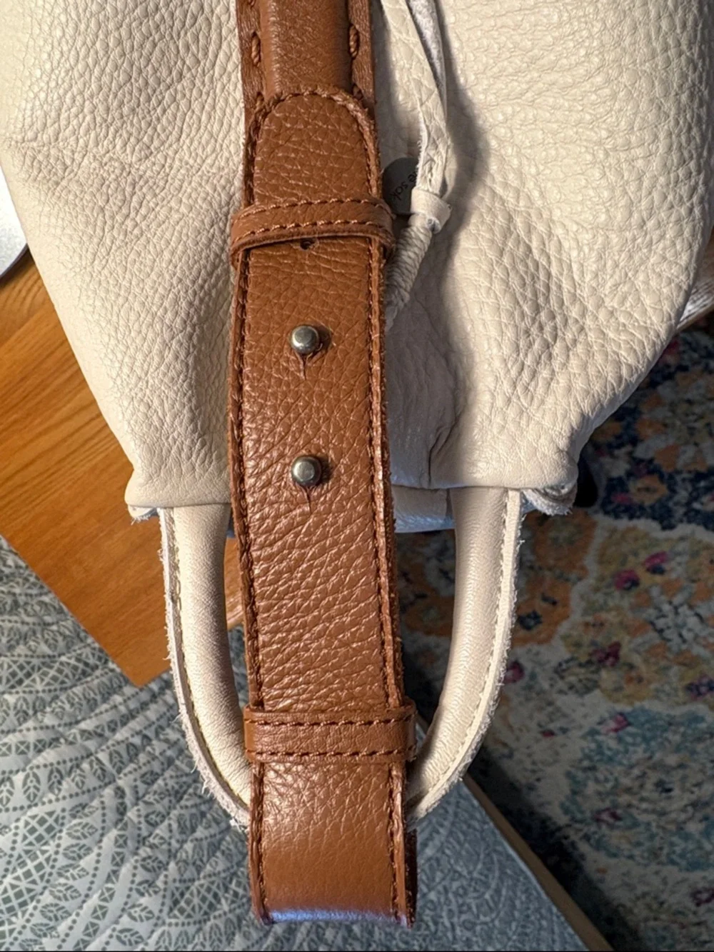The Sak Los Feliz Hobo Cream Leather with Brown Shoulder Strap - Picture 14 of 16